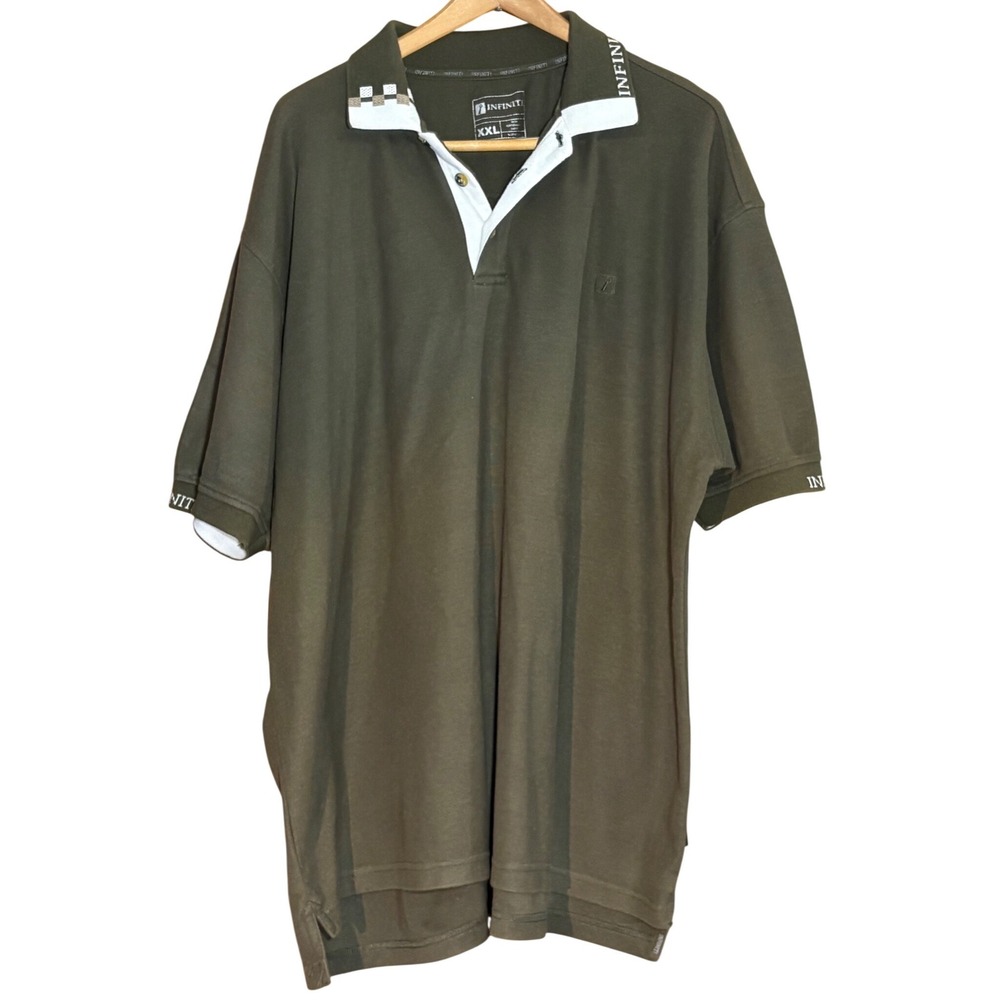 INFINITI Mens Olive‎ Green Polo Shirt Short Sleeve XXL High Performance Fabric